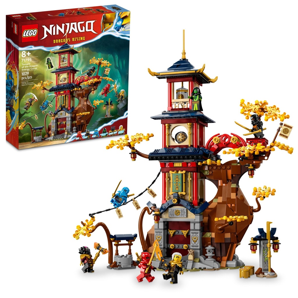 LEGO NINJAGO Temple of The Dragon Energy Cores 71795 Building Toy with a NINJAGO Temple and 6 Minifigures Including Cole Kai and NYA Gift for Kids Ages 8 Who Love Buildable Ninja Playsets