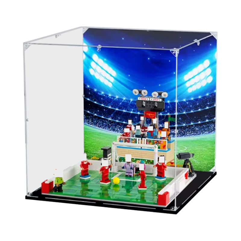 HCAEIOFJ Clear Acrylic Display Case for Lego Icons 40634 Applicable for Play Soccer Toy Display Box GiftDisplay Case Only Black Bottom