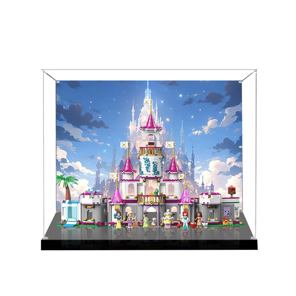 Acrylic Display Case for Lego 43205 Disney Princess Ultimate Adventure Castle Showcase Protect Decorate Model with Dustproof Storage Background C