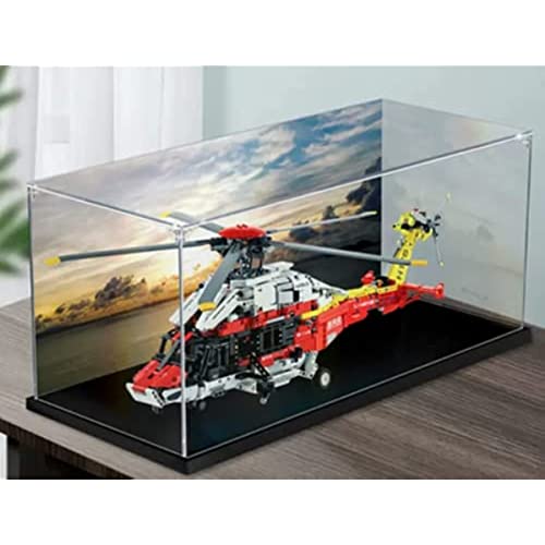 JOMIOD Acrylic Display Case for Lego 42145 Technic Airbus H175 Rescue Helicopter Dustproof Display Case Transparent Acrylic Display Case Compatible Lego 42145 Model Without Model Kit