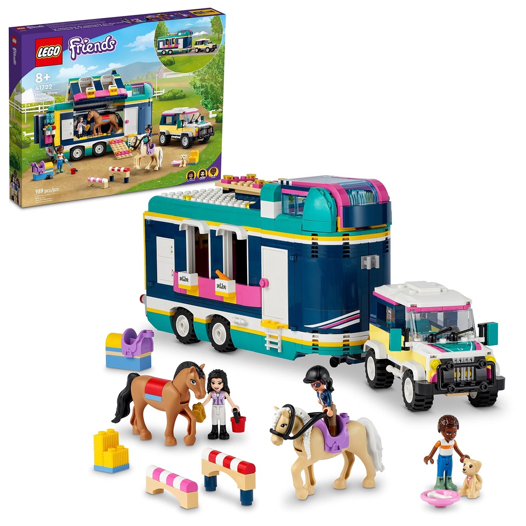 LEGO Friends Horse Show Trailer 41722 Horse Toy with 2 Horse Figures SUV Car and Riding Accessories Toy Horse and Trailer Building Set for Kids Girls Boys Age 8 Years Old