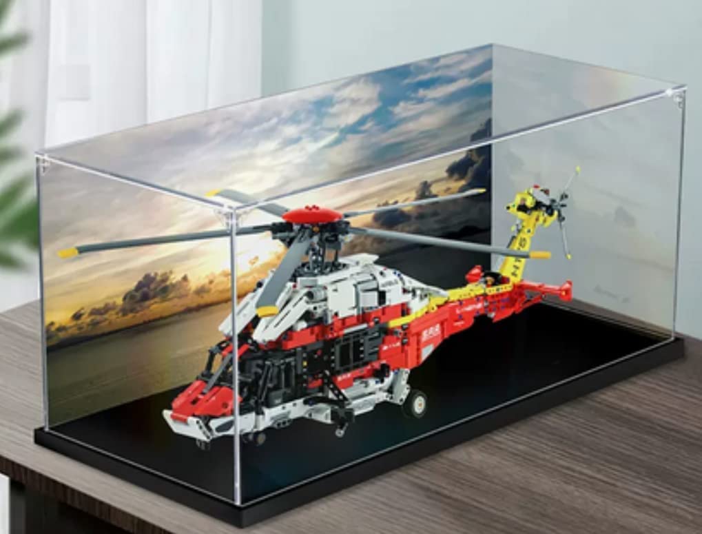 Tirff Acrylic Display Case for LEGO 42145 Technic Airbus H175 Rescue Helicopter Clear Acrylic Display Enclosure