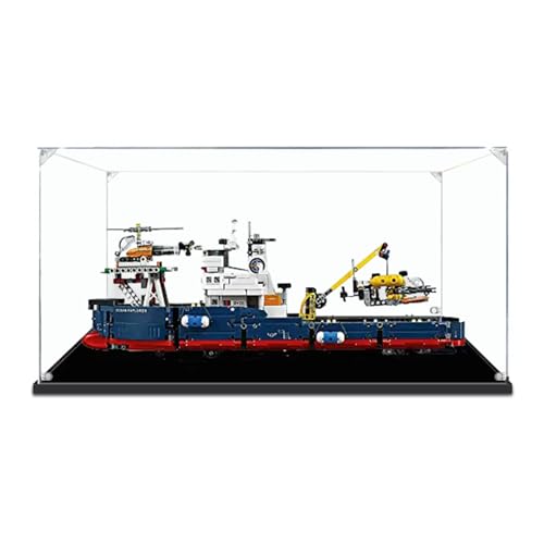 Figures Display Box for LEGO 42064 Maarine Resourcce Explorration Shipss Acrylic Dustproof Transparent Custom Display Case No Model snap fastener3mm