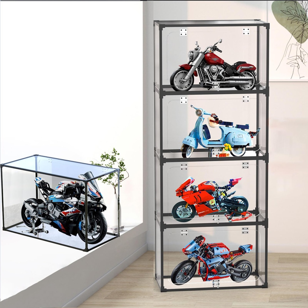 BOOVAX Display Case Acrylic Clear Display Box for Lego1026910298 42107102724213042159 Compatible with HarleyDavidsonFatBoyVespa125 Model 40x20x25 cm Threelayer hardcover
