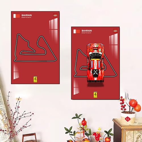 Display Wallboard for Lego Technic 42125 Ferrari 488 GTE Race Car for AdultsGift ldeas for Lego Car Wall Mount EnthusiastsOnly Wallboard Bahrain Circuit