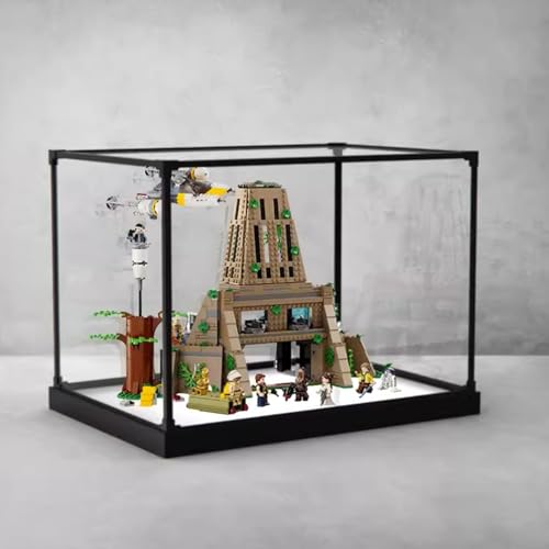 BoHeart Thickened Clear Acrylic Display Case for Lego 75365 Yavin 4 Rebel Base Collectibles Transparent Box Large Dustproof Protection with WoodPlastic Base String Light Black Inside