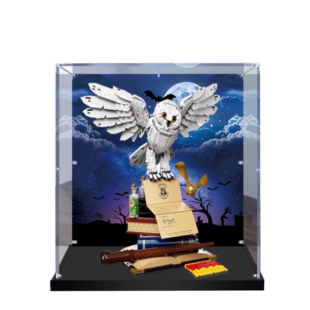 Acrylic Display Case for Lego 76391 Hogwarts Hedwig Model Dustproof Display Box Storage BoxTransparent Box Display Box Compatible with Lego 76391Only Case No Model