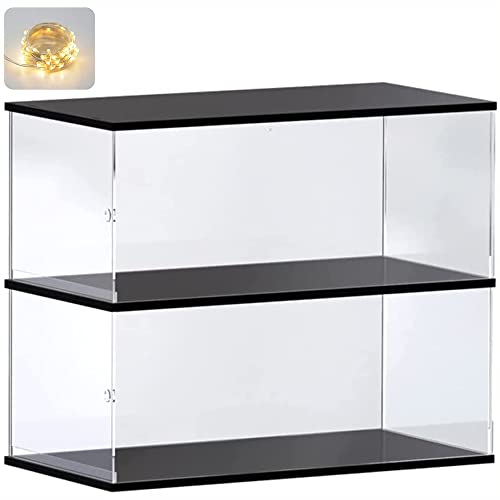 Nynelly 2 Levels Acrylic Display Case 256 L x 126 W x 193 H for Lego Figurine 42096 911 42083 Black