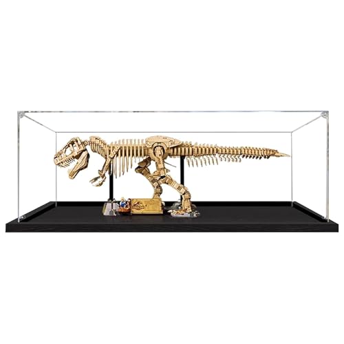 Acrylic Display Case for Lego 76968 Dinosaur Fossil Tyrannosaurus Rex Dustproof Box Storage Box Transparent Box Display Box Compatible with 76968 Box Only Black Base 2mm