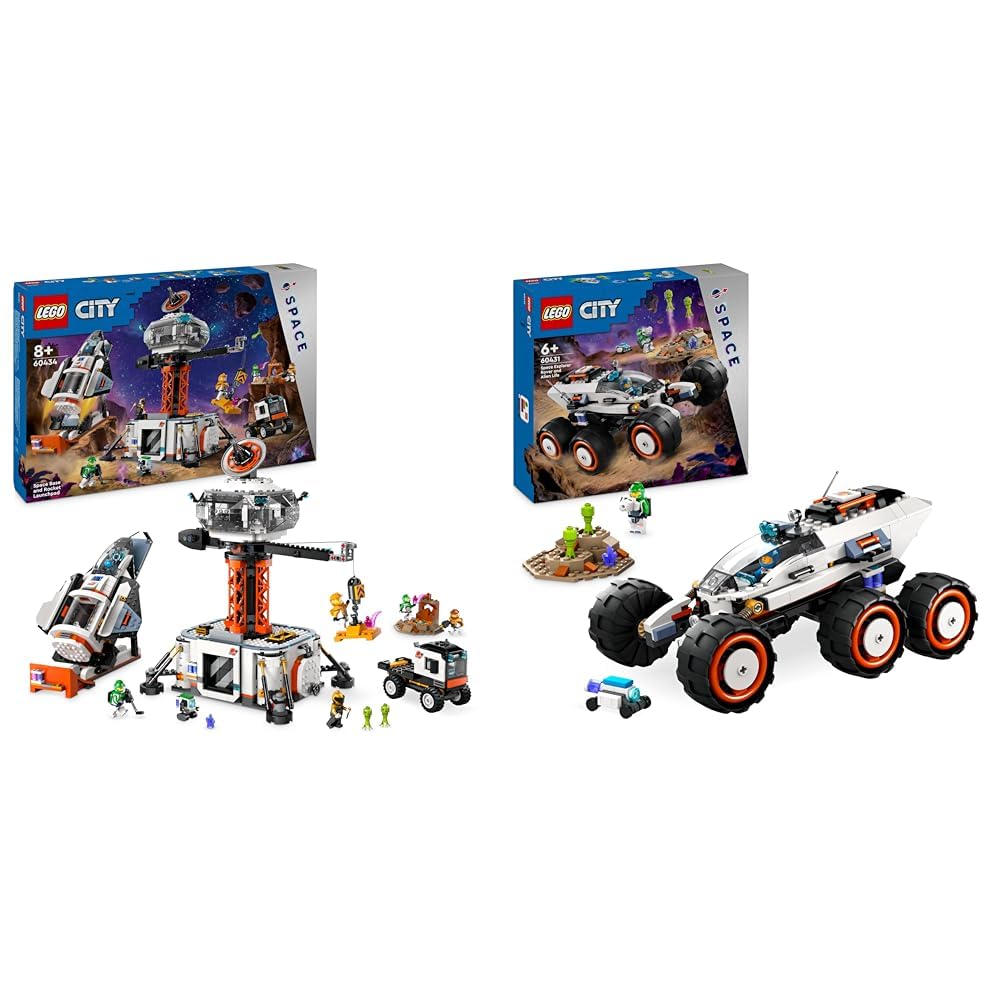 LEGO City Space Base and Rocket Launchpad Set Toy for 8 Plus Year Old Boys Girls City Space Explorer Rover and Alien Life Building Toys Set for 6 Plus Year Old