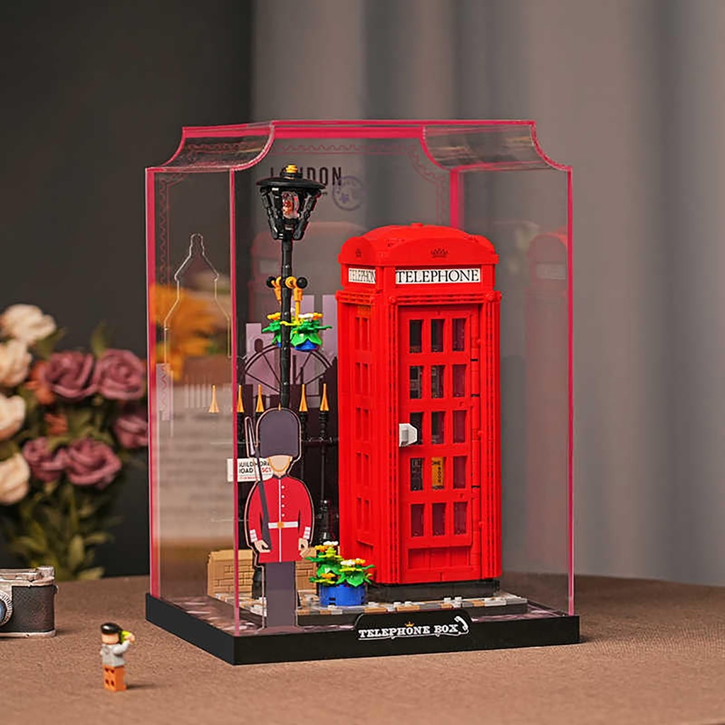Acrylic Display Case for Lego Ideas Red London Telephone Box 21347 DustProof Storage and Organisation Display Case for Lego 21347 Size 246 x 266 x 36 cm Display Case Only
