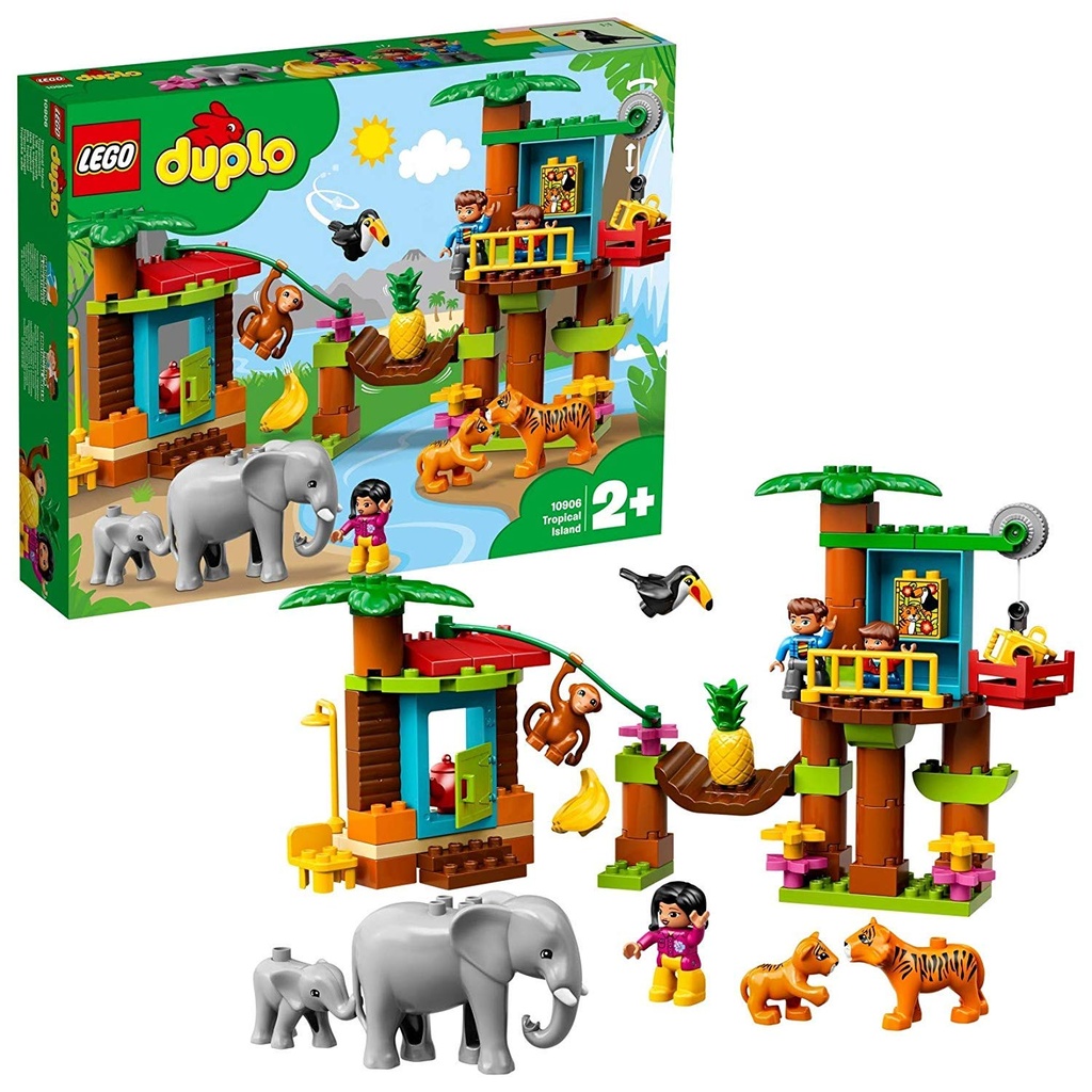 LEGO 10906 DUPLO Town Tropical Island Building Set Adventure Learning Toys Gifts for Toddlers 25 Years Old with 6 Animal Figures
