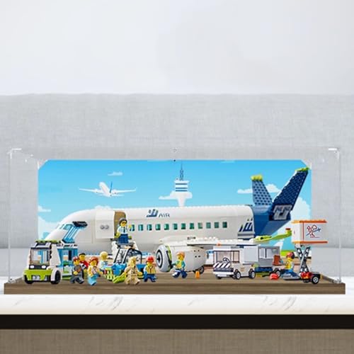 Transparent Acrylic Display Casefor Lego 60367 Passenger Aircraft Model Clear BoxStorage BoxDisplay BoxCompatible with 60367 Model Display Box only Wooden Base