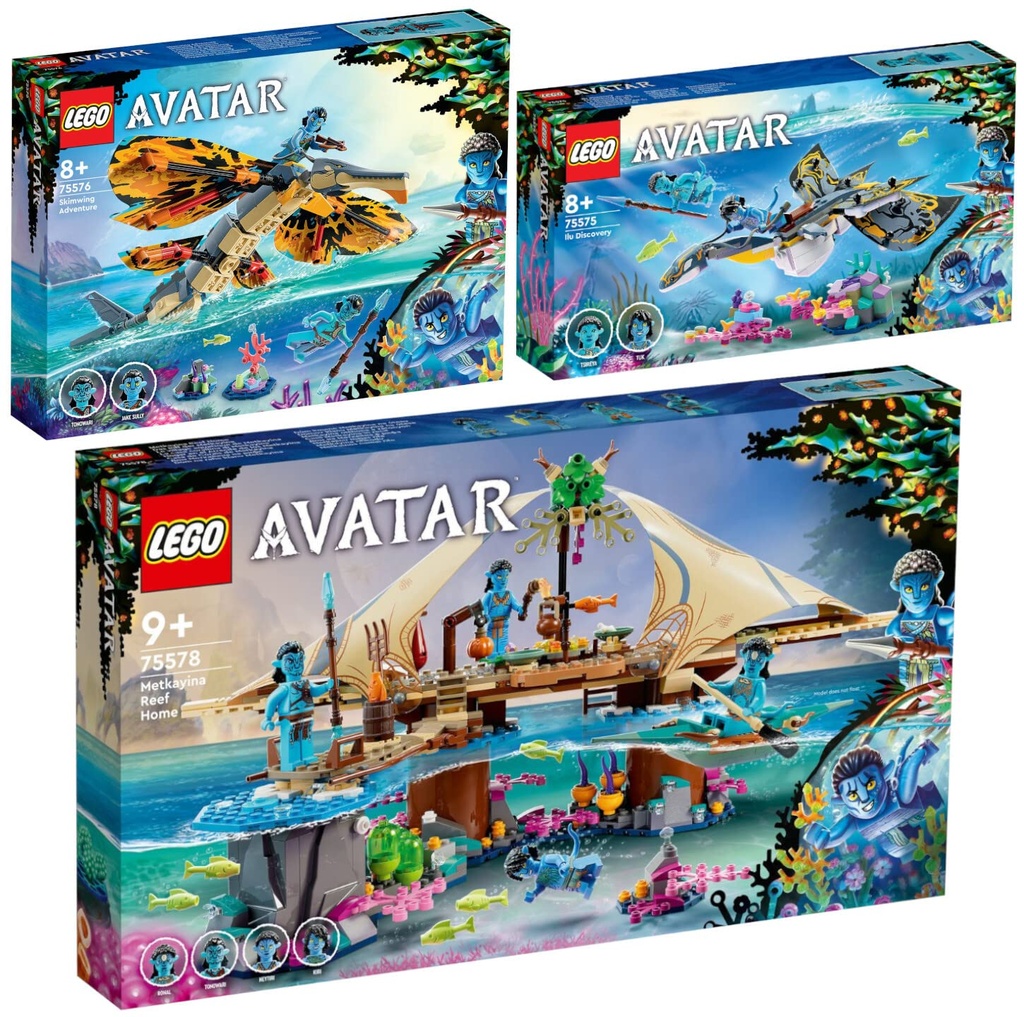 Lego Avatar Set of 3 75578 The Reef of Metkayina 75576 Skimwing Adventure 75575 Discovery of Ilu
