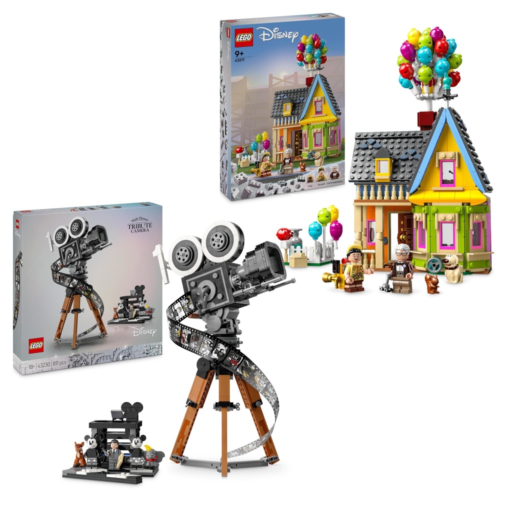 LEGO 43230 Walt Disney Tribute Camera Memorabilia Set for Adults 43217 Disney and Pixar Up House Buildable Toy with Balloons Carl Russell and Dug Figures