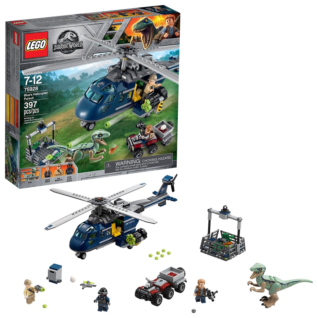 Lego Jurassic World Blues Helicopter Pursuit 75928 397 pieces