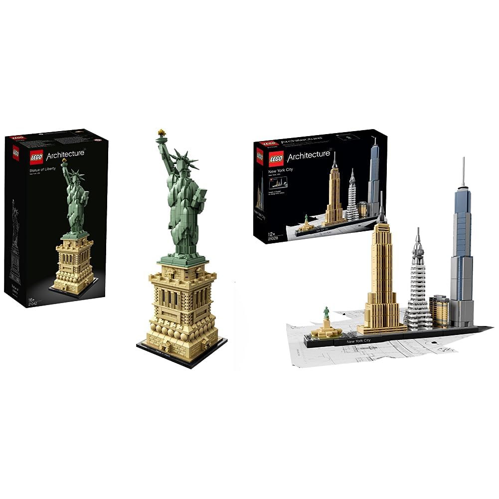 LEGO 21042 Architecture Statue of Liberty Model Building Set 21028 Architecture York City Model Set Skyline 4 Buildings and Minature Statue of Liberty Construction Collectible Gift Idea Other