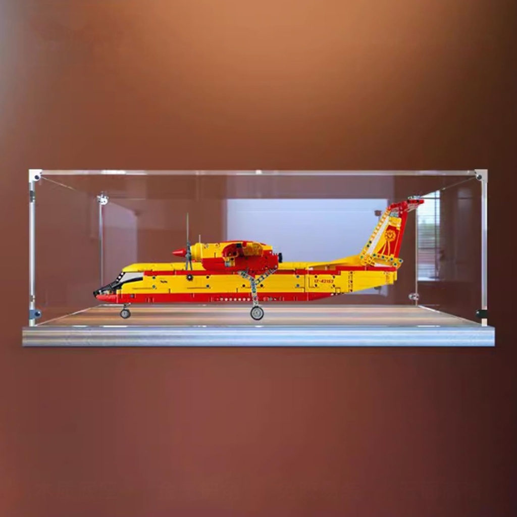 Acrylic display box for Lego 42152 Firefighting aircraft model Transparent Dustproof Display box Compatible with Lego 42152 construction kit model not included Walnut color
