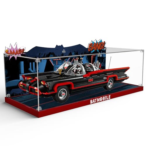 cooldac Acrylic Display Case Compatible with Lego 76328 Batmobile Box Only No Model Dustproof Transparent Display Case with HD Backdrop Screen Compatible with Lego 76328