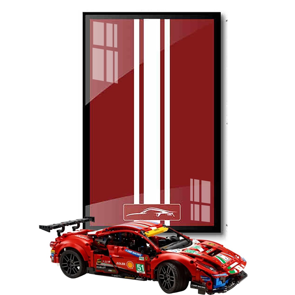 BoHeart for Lego Car Wall Mount for Lego Technic Ferrari 42125 488 GTE AF Corse 51 Compatible with Lego Ferrari Gift Ideas for Lego Car Wall Mount177 x 295 in Only Display Wallboard B