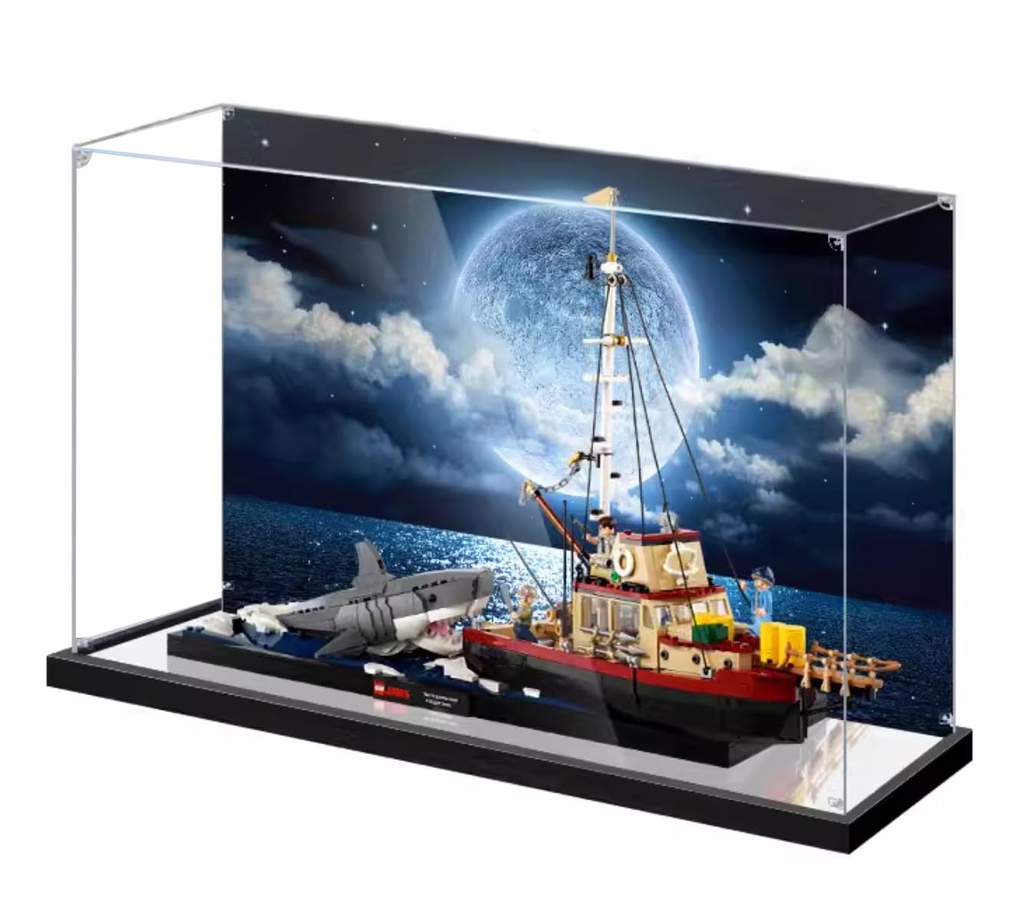 Display Case for Lego 21350 Great White Shark Boat Model Dustproof UVProtected Custom Fit Showcase Gifts for Lego Lovers Theme A