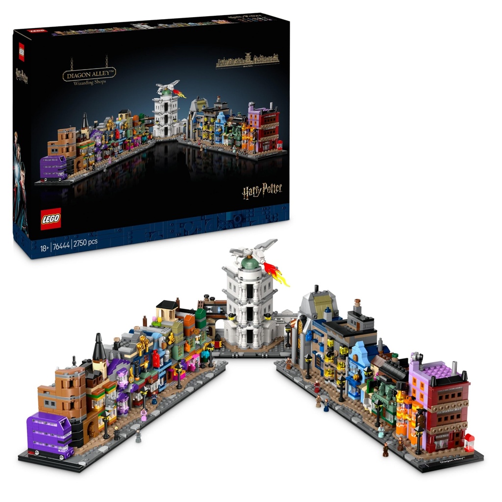 LEGO Harry Potter Diagon Alley Wizarding Shops Building Set for Adults Collectible Display Model Features Microscale BrickBuilt Stores 12 Microfigures Gift Idea for Women and Men 76444