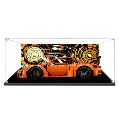 Acrylic Display Case for LEGO 42056 Porsche 911 GT3 RS car model for Lego Car Display Case for Model Car Assemble Dustproof Thickened Clear Display Box painted background