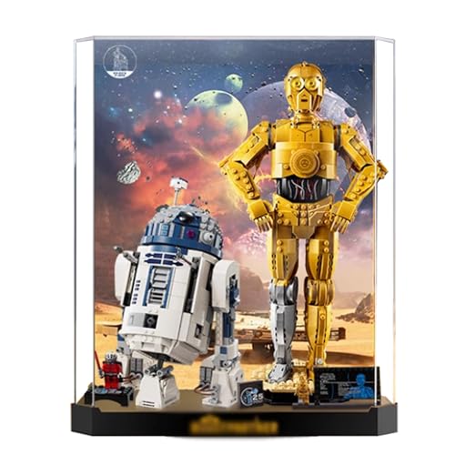 Integrated Acrylic Display Case for Lego 7539875379 C3POR2D2 Robot Building SetClear Display Case DustProof Display Case Compatible with Lego 7539875379 Only Display Case