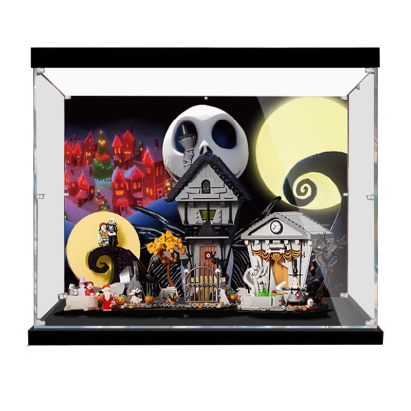 HCAEIOFJ Clear Acrylic Display Case for Lego 21351 Applicable for The Nightmare Before Christmas Display Box GiftDisplay Case Only BackgroundTop Light 2