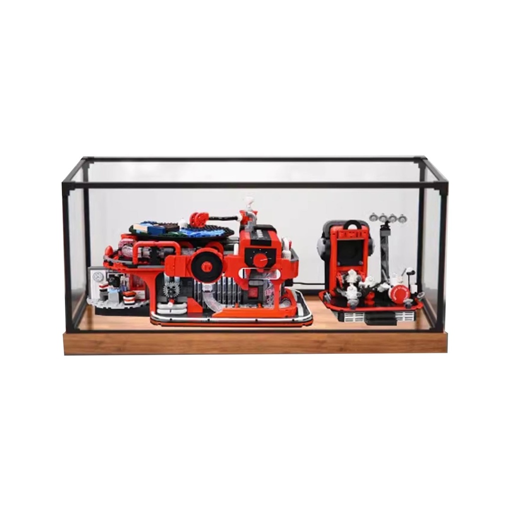 FEIFANBOYANG Acrylic Display case for Lego vinyl record player Model Dustproof Transparent collections Display Case display box only woodgrain base