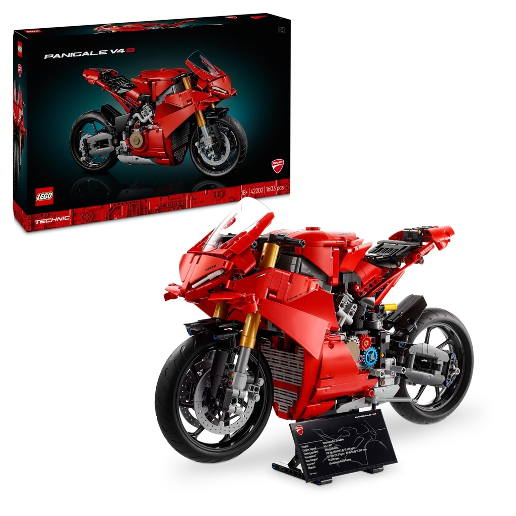 LEGO Technic Ducati Panigale V4 S Motorcycle Model Building Sets for Adults Men Women Aged 18 Gifts for Motorbike Fans 42202