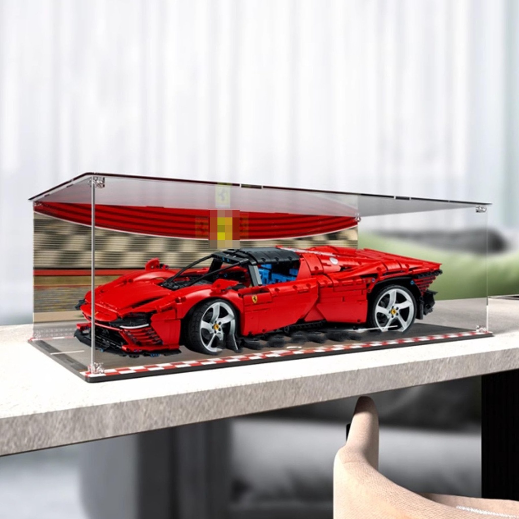 Acrylic Display Clear Collectors Box Compatible with Lego 42143 SP3 sports car Building Block Model Dust Storage Box Display Box Box Only Background