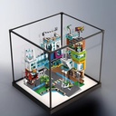 Acrylic Display Box Compatible with Lego 60380 Modern Metropolis Model Kit Collectible Gift Display Box Organizer Box Only Alloy Black Base