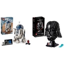 LEGO Star Wars R2D2 Model Set Buildable Toy Droid Figure for 10 Plus Year Old Kids Boys Girls Star Wars Darth Vader Helmet Set Mask Display Model Kit for Adults to Build