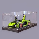 Transparent Acrylic display box for Lego 42115 Racecars model Dustproof Storage Display Box Model Not Included Walnut base