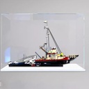 Acrylic Display Case Compatible with Lego 21350 Great White Shark Boat Kit Dustproof Transparent Display Case Storage Case Display Case Only White Base