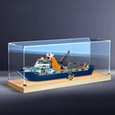 Transparent acrylic display box for Lego 60368 Polaris Giant model Dustproof Storage Display Box Model Not Included Gold Oak Base