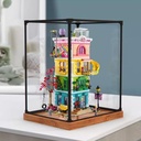 Acrylic display box for Lego 41748 Heartlake City Recreation Centre model dustproof transparent collectors display box Display box only woodgrain base
