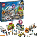 LEGO 60233 City Town Donut Shop Opening Toy Cars Set with Police Motorbike Truck with Crane Trailer and 10 Minifigures