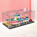 Transparent Acrylic display box for Lego 41381 Love Rescue Boat model Dustproof Storage Display Box Model Not Included Black base