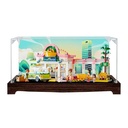 Figures Display Box for LEGO 41729 for Friends Heartlake Downtown Diner Acrylic Dustproof Transparent Custom Display Case No Model Black Walnutbackground A
